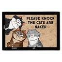 Cartoon Cat Please Knock The Cats Are Naked - Gift For Cat Lovers - Personalized Doormat