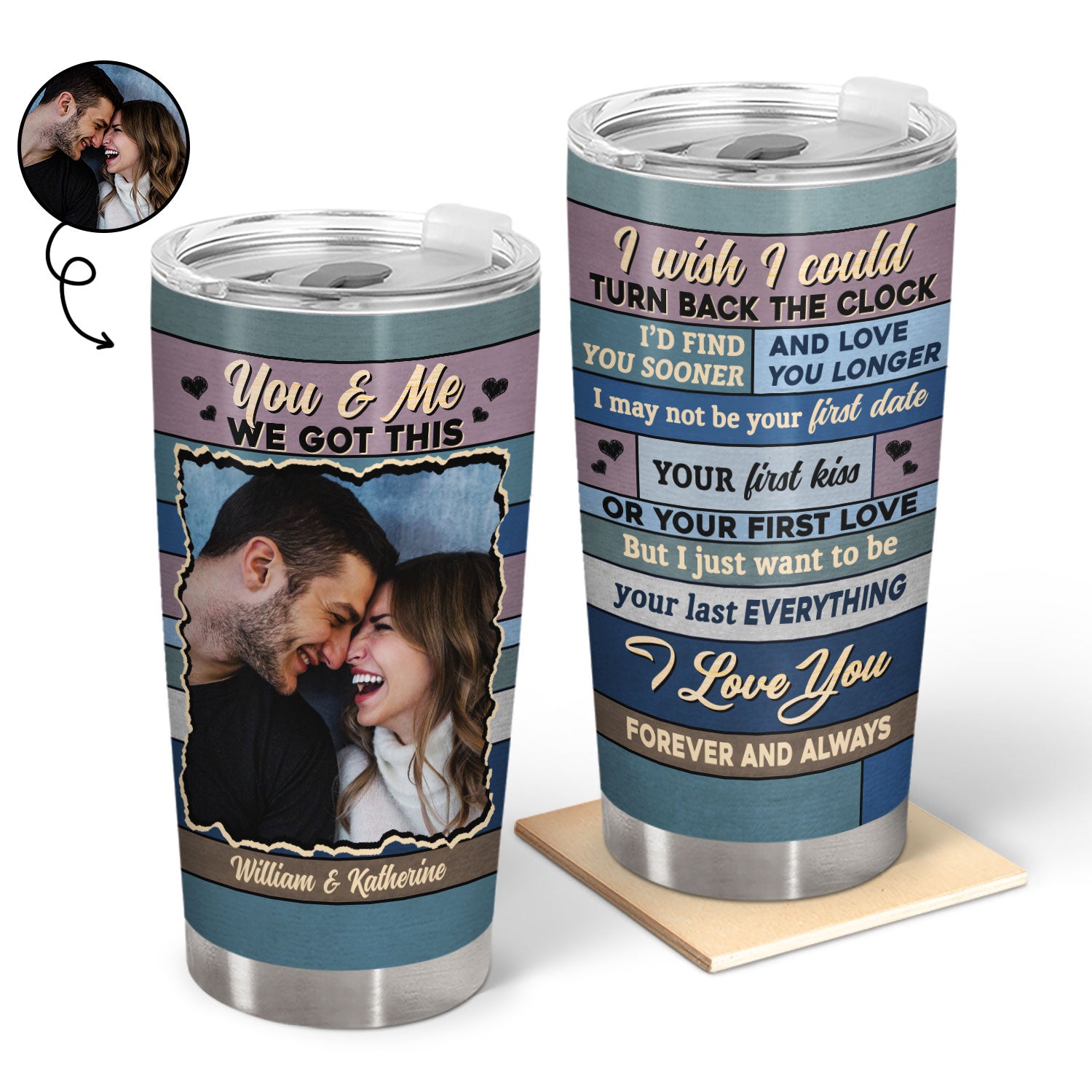 Custom Photo Couple Turn Back The Clock - Gift For Couples - Personalized Tumbler