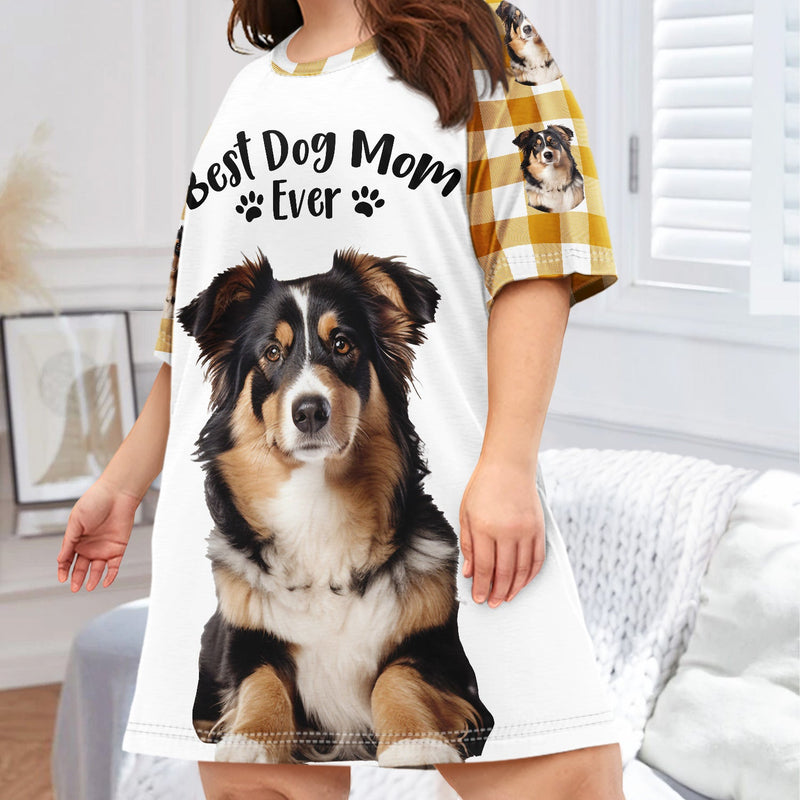 Custom Photo Best Mom Ever - Gift For Pet Lovers - Personalized Women's Sleep Tee