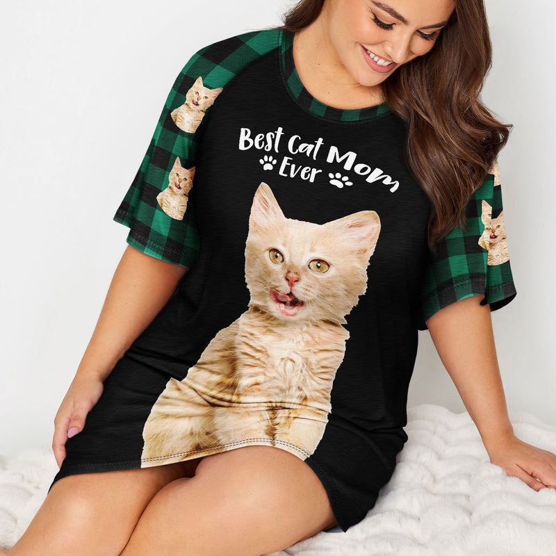 Custom Photo Best Mom Ever - Gift For Pet Lovers - Personalized Women's Sleep Tee