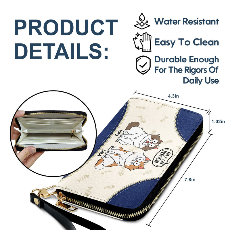 I'm A Cat Person - Gift For Cat Mom, Cat Lovers - Personalized Leather Long Wallet
