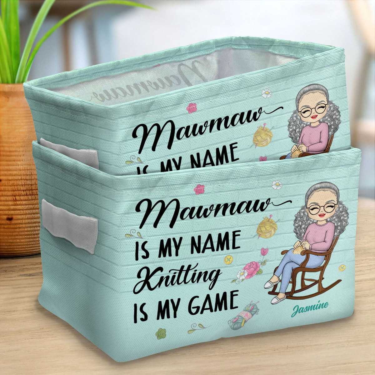 Knitting Is My Game - Gift For Grandma - Personalized Storage Box