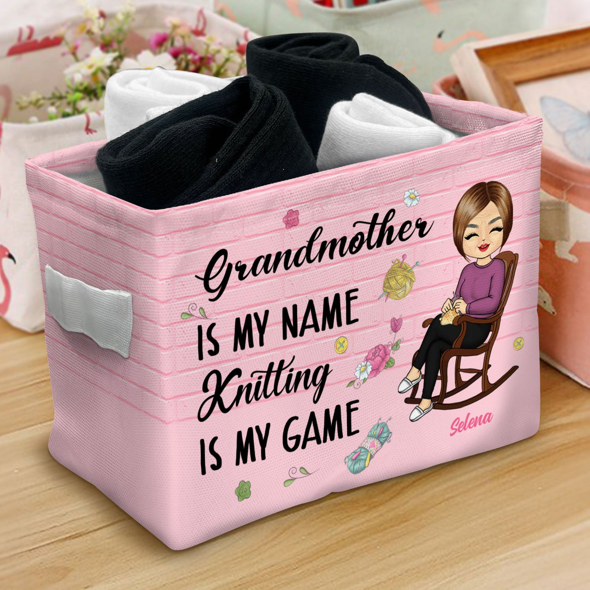 Knitting Is My Game - Gift For Grandma - Personalized Storage Box