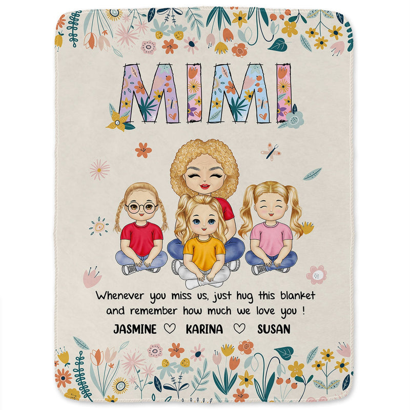 Chibi Remember How Much We Love You - Gift For Grandma - Personalized Fleece Blanket, Sherpa Blanket