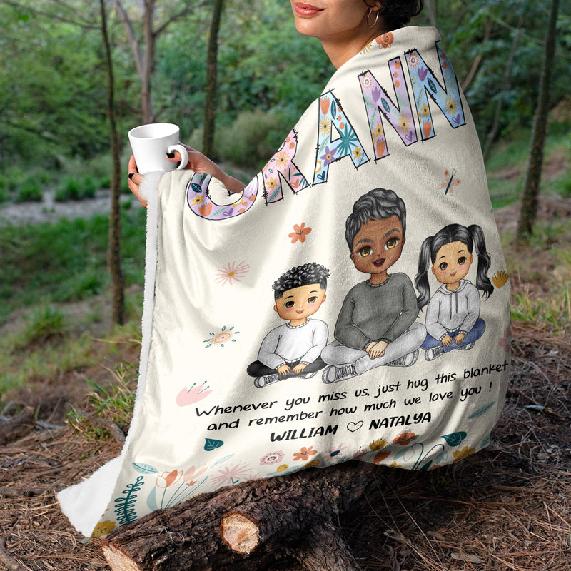 Chibi Remember How Much We Love You - Gift For Grandma - Personalized Fleece Blanket, Sherpa Blanket