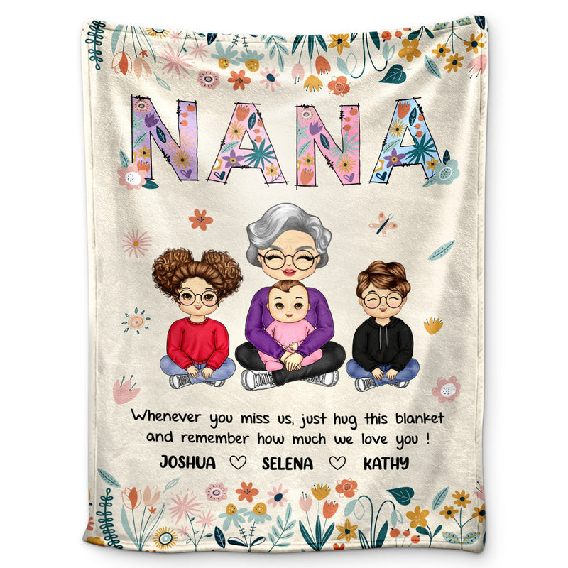 Chibi Remember How Much We Love You - Gift For Grandma - Personalized Fleece Blanket, Sherpa Blanket