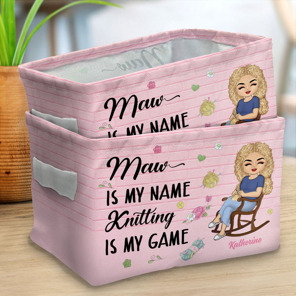 Knitting Is My Game - Gift For Mother - Personalized Storage Box
