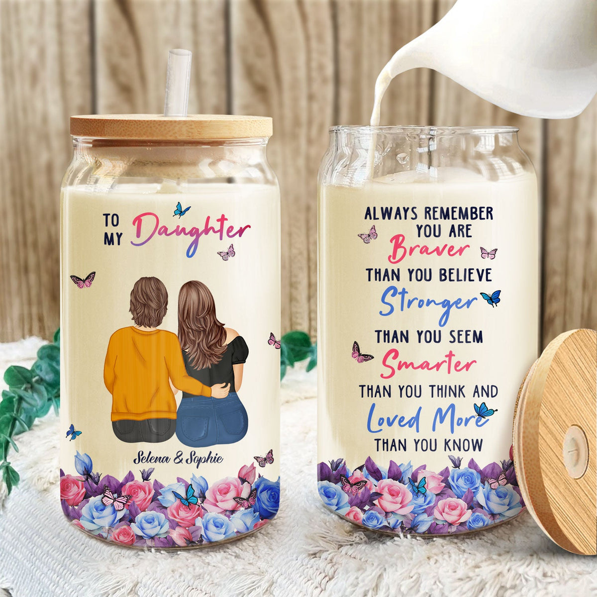 Plus courageux que vous ne le croyez - Cadeau pour fille - Canette en verre transparent personnalisée