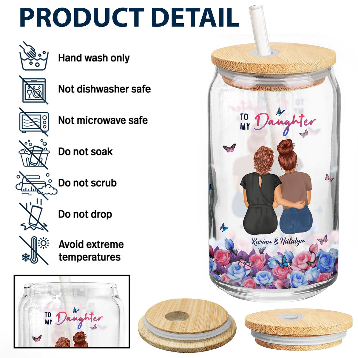 Plus courageux que vous ne le croyez - Cadeau pour fille - Canette en verre transparent personnalisée