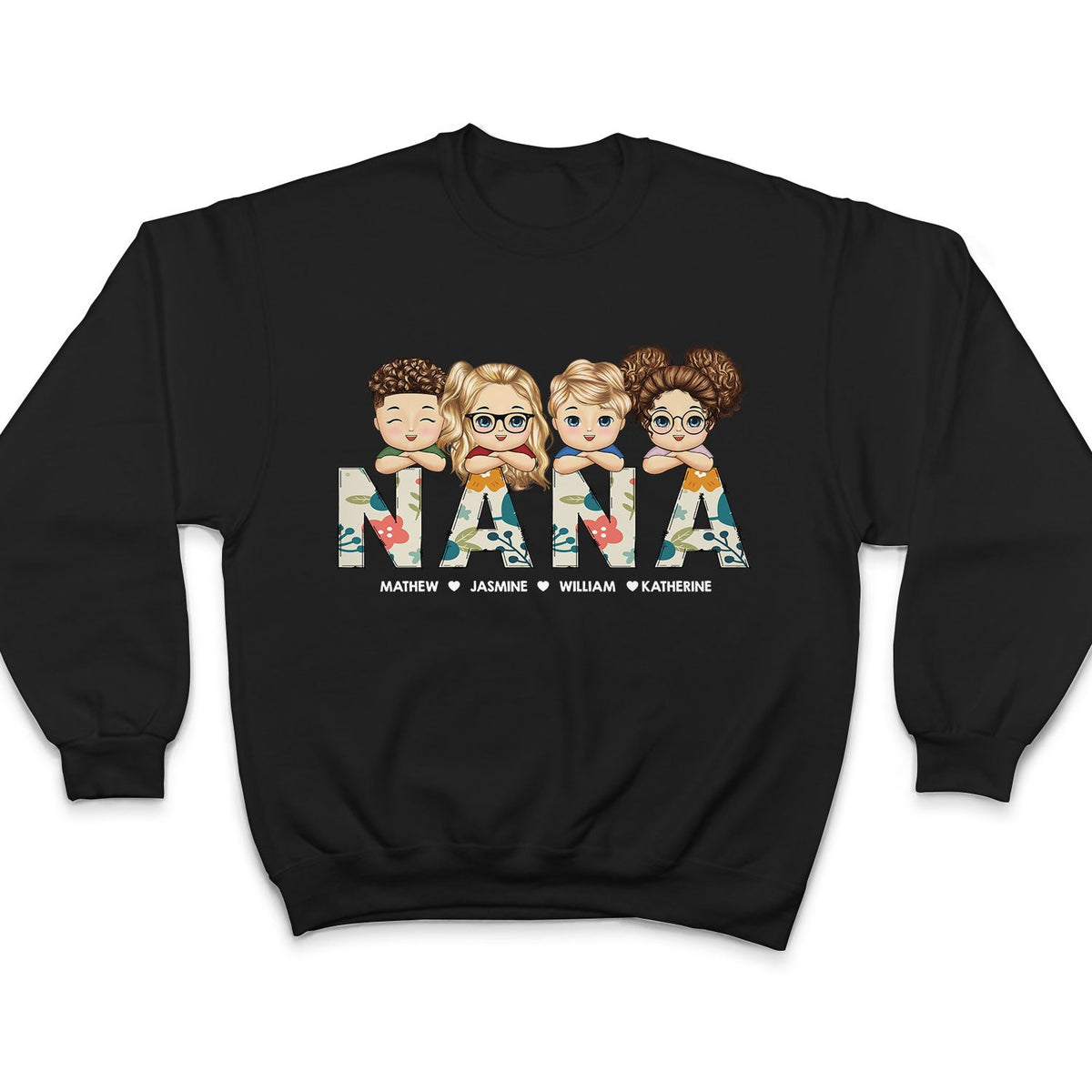 Floral Nana Title - Loving Gift For Mom, Mother, Mama, Grandma, Grandmother - Personalized T Shirt