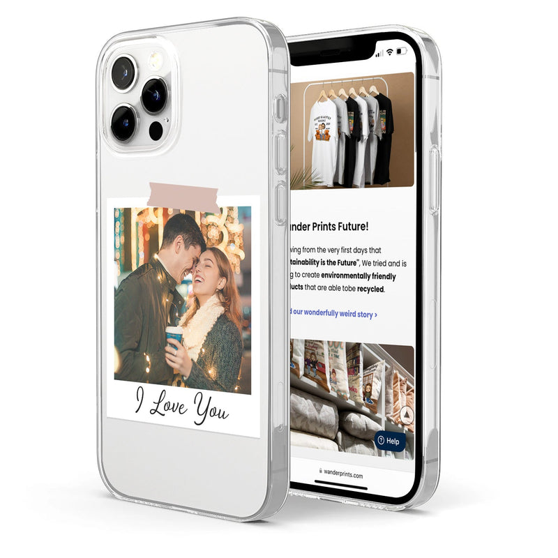 Coque de téléphone transparente personnalisée avec photo de couple et famille – Cadeau pour couple, famille et vous-même –