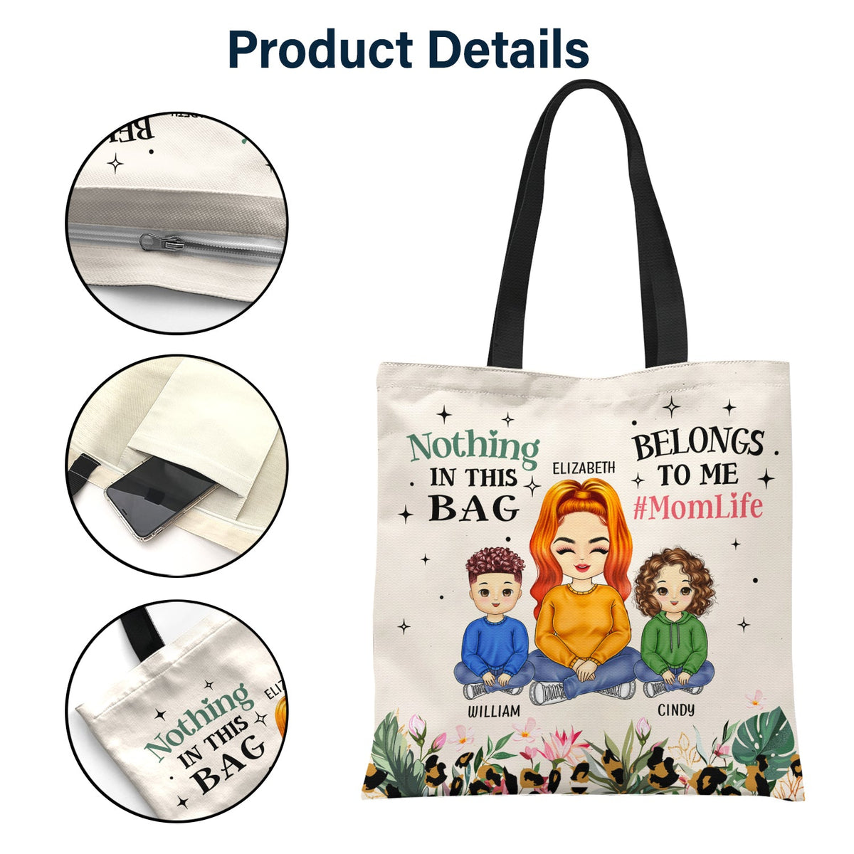 Nothing In This Bag - Gift For Mother - Personalized Zippered Canvas Bag