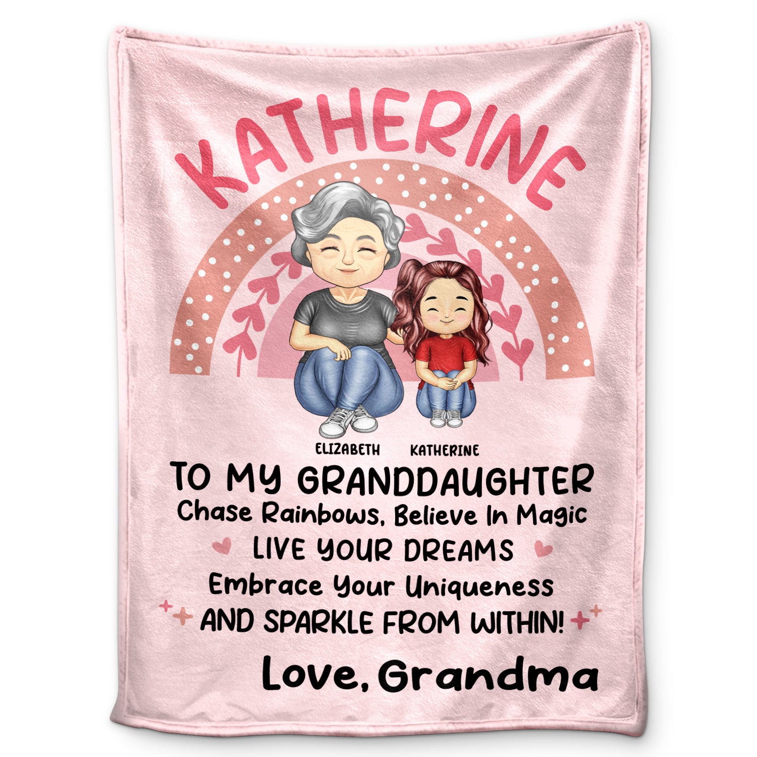 Grandma Granddaughter Grandson Chase Your Rainbows - Gift For Grandkids - Personalized Fleece Blanket, Sherpa Blanket