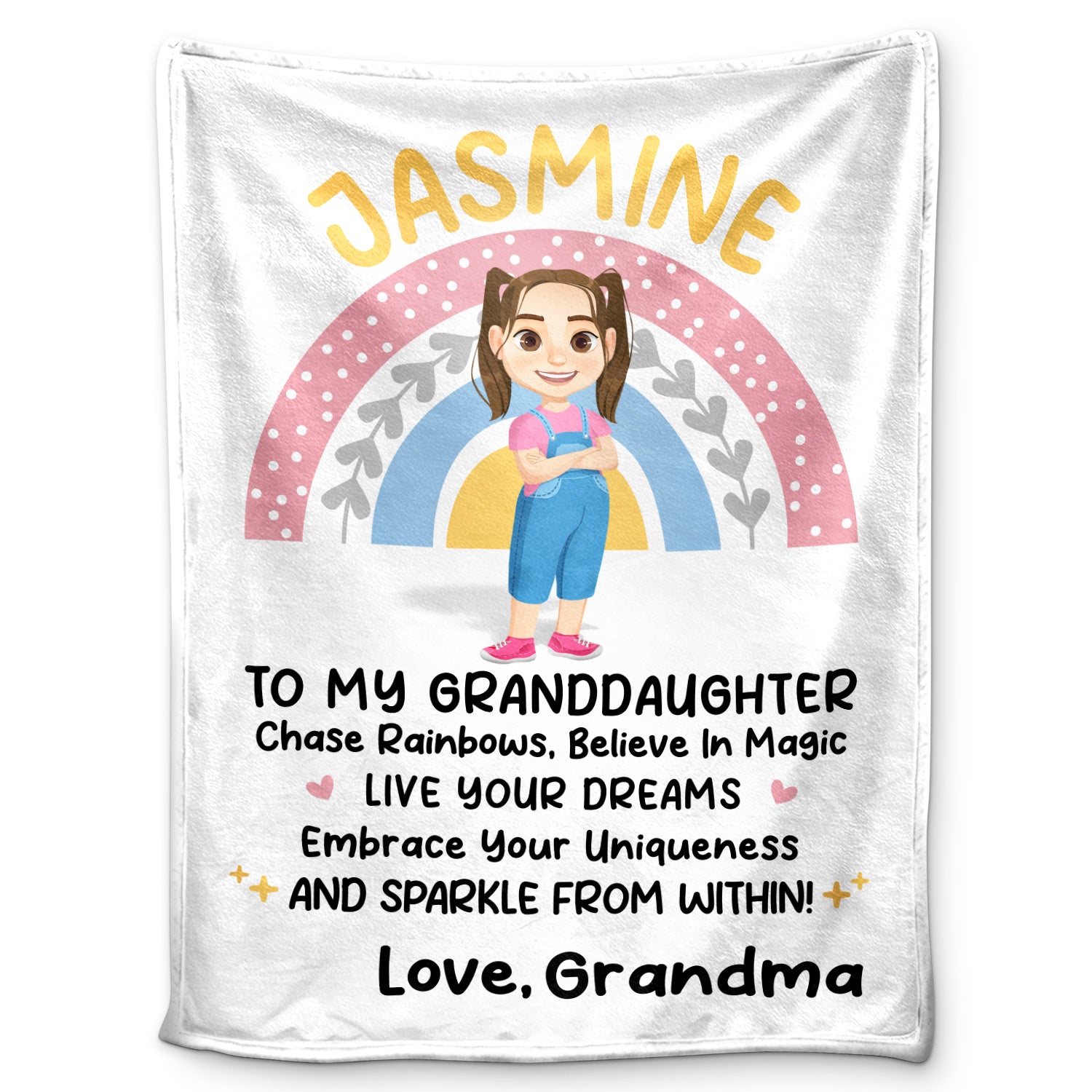 Chase Your Rainbows - Gift For Grandkids From Grandma - Personalized Fleece Blanket, Sherpa Blanket