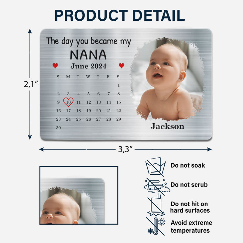 Calendar Custom Photo The Day You Became My Mommy - Gift For Mother, Father - Personalized Aluminum Wallet Card