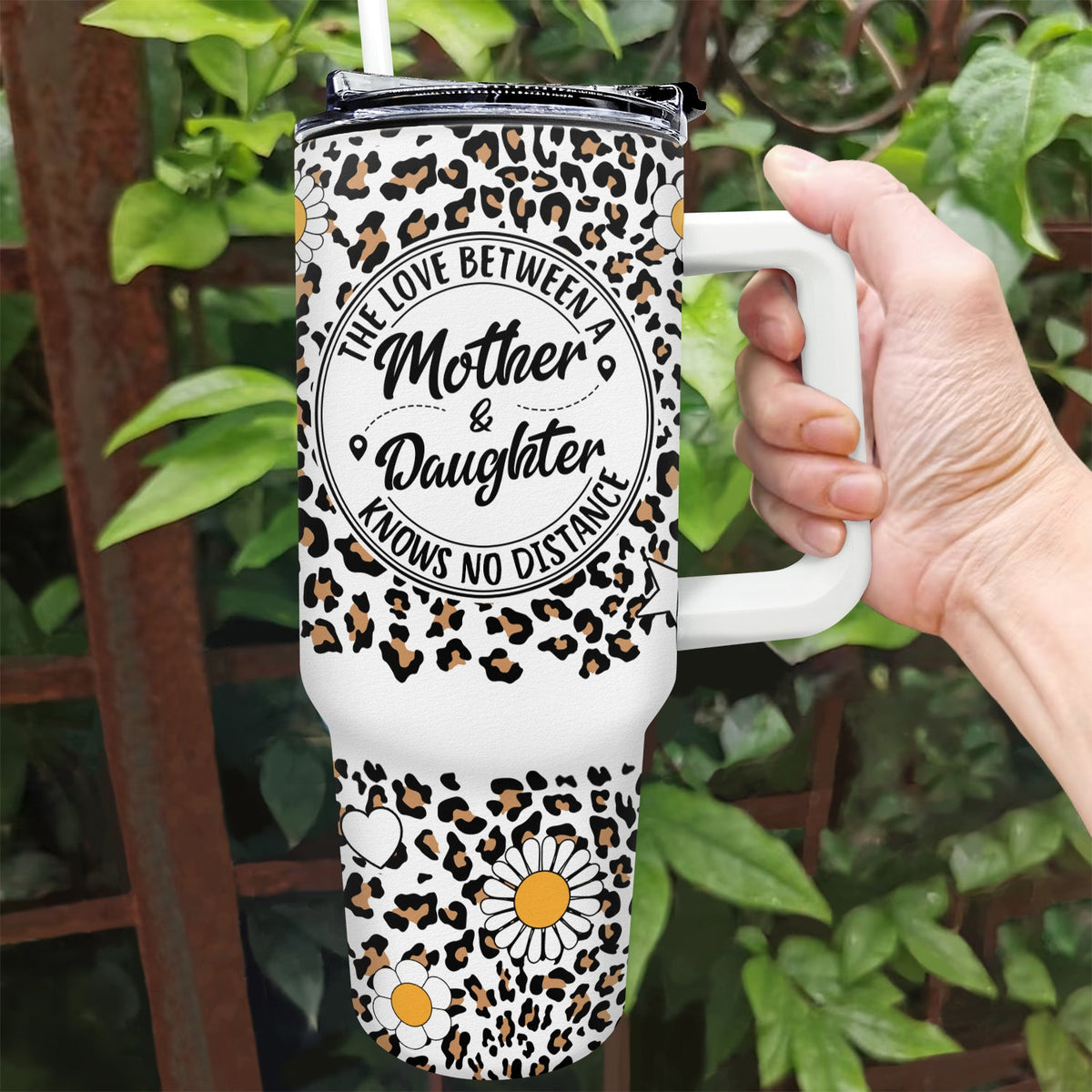 Knows No Distance - Gift For Mother And Daughter - Personalized 40oz Tumbler With Straw