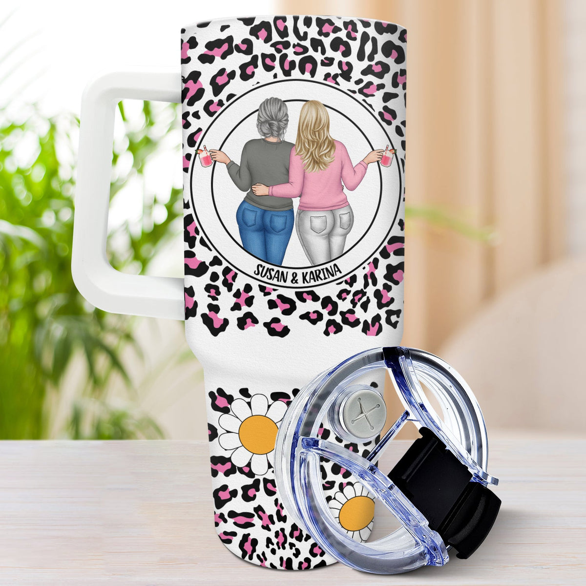 Knows No Distance - Gift For Mother And Daughter - Personalized 40oz Tumbler With Straw