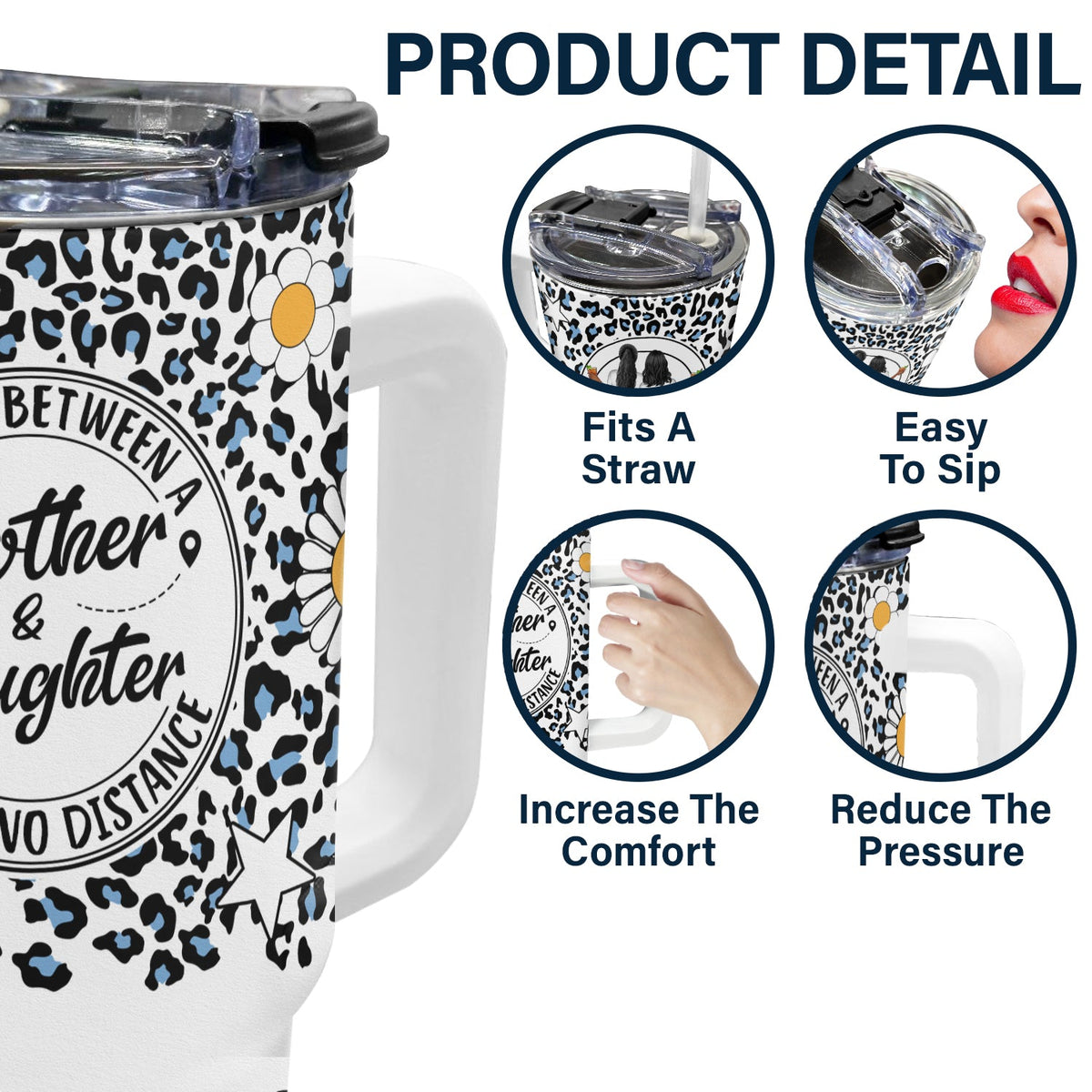 Knows No Distance - Gift For Mother And Daughter - Personalized 40oz Tumbler With Straw