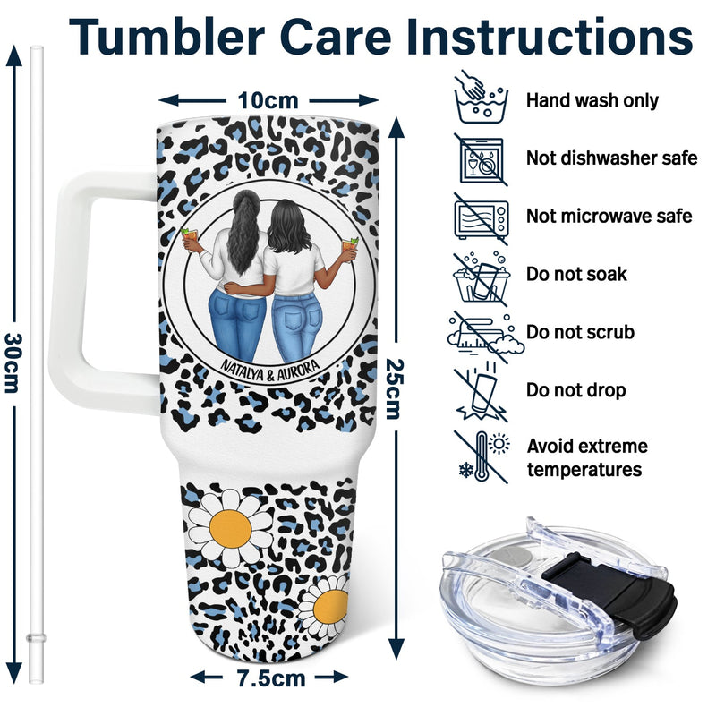 Knows No Distance - Gift For Mother And Daughter - Personalized 40oz Tumbler With Straw