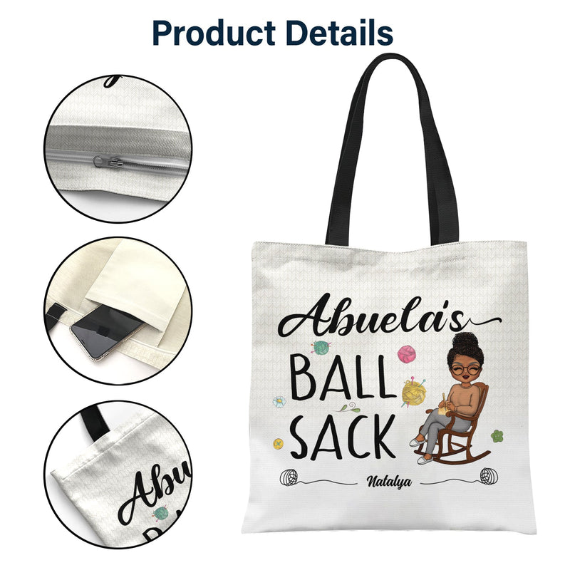 Crocheting Ball Sack - Gift For Grandma And Mother - Personalized Zippered Canvas Bag