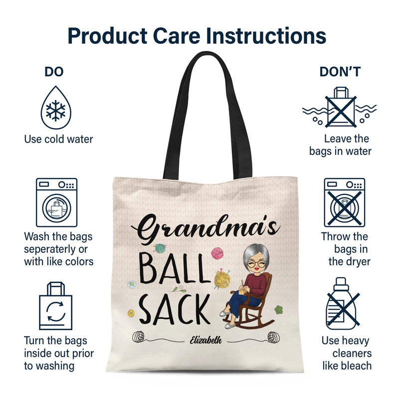 Crocheting Ball Sack - Gift For Grandma And Mother - Personalized Zippered Canvas Bag