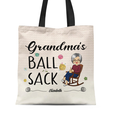 Sac à balles de crochet - Cadeau pour grand-mère et maman - Sac en toile zippé personnalisé
