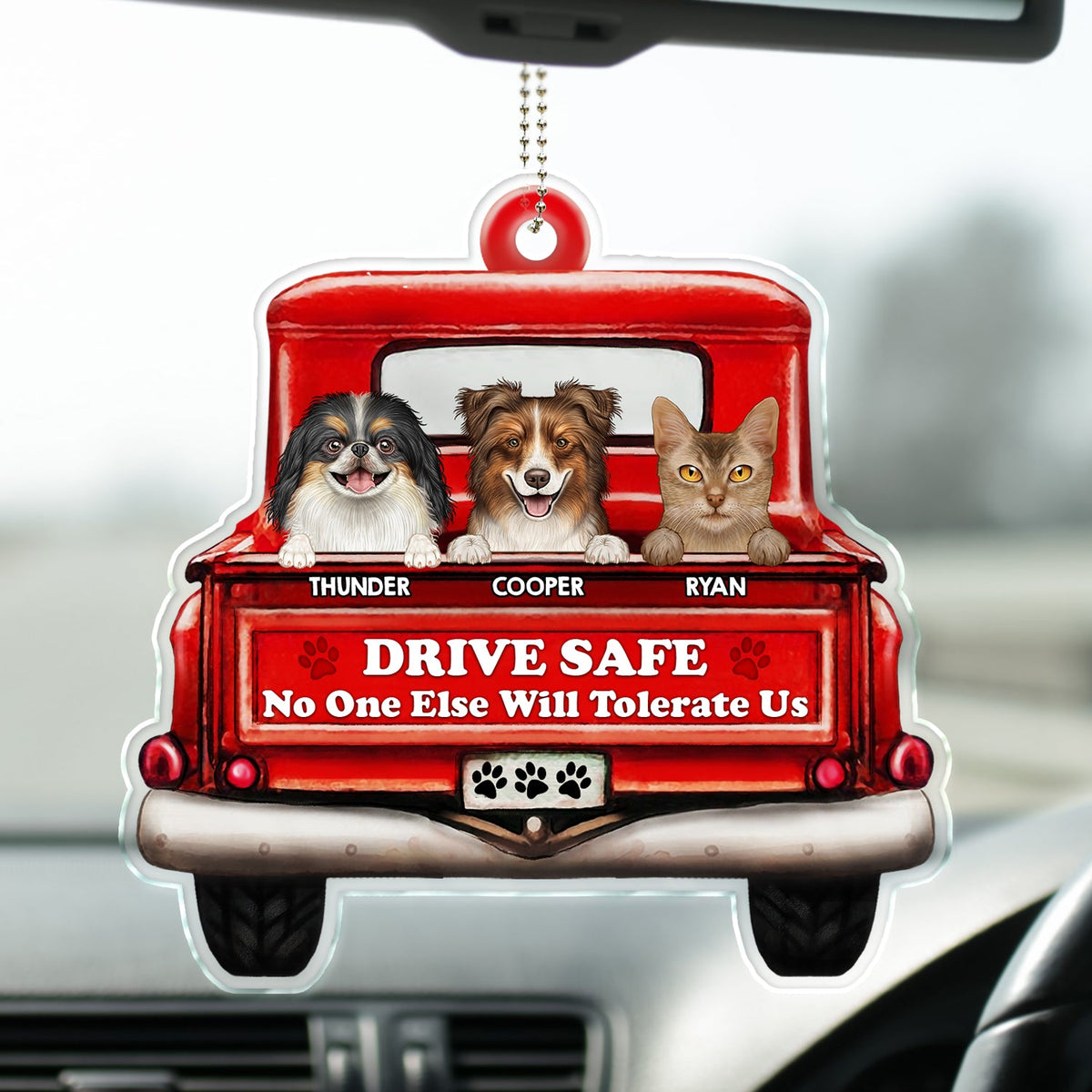 Drive Safe No One Else Will Tolerate Us - Gift For Pet Lovers - Personalized Acrylic Car Hanger