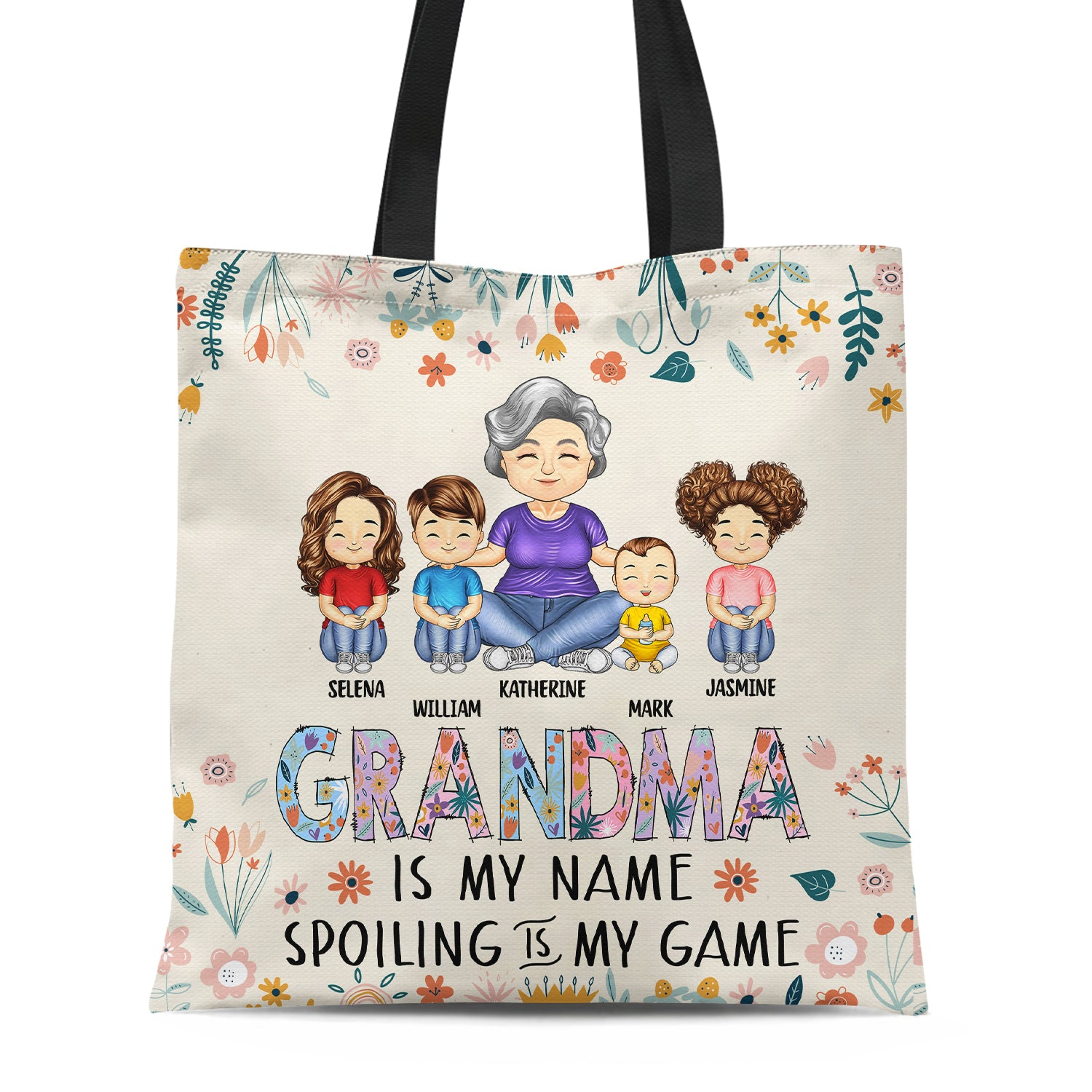 Spoiling Is My Game - Gift For Grandma - Personalized Zippered Canvas Bag