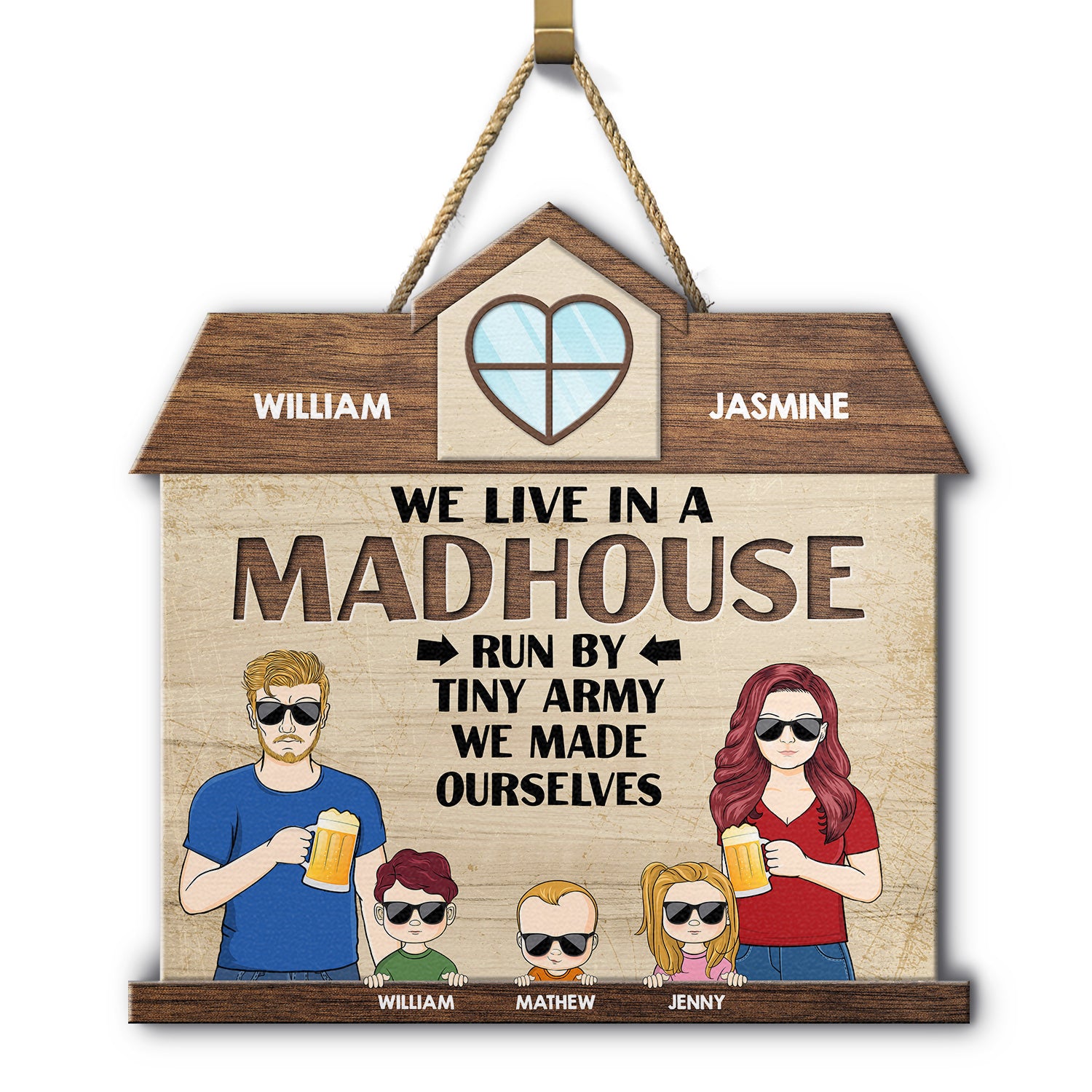 Run By Tiny Army - Gift For Mom & Dad - Personalized Custom Shaped Wood Sign