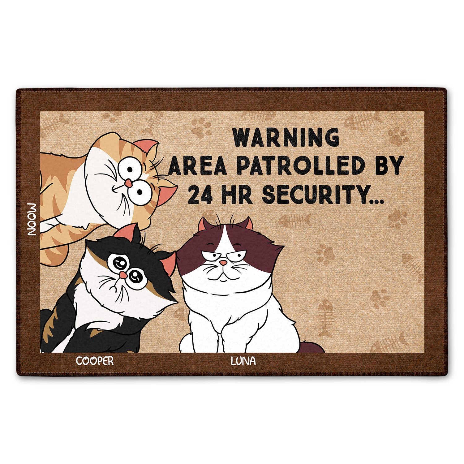 Warning Area Patrolled By Cats - Gift For Cat Lovers - Personalized Doormat