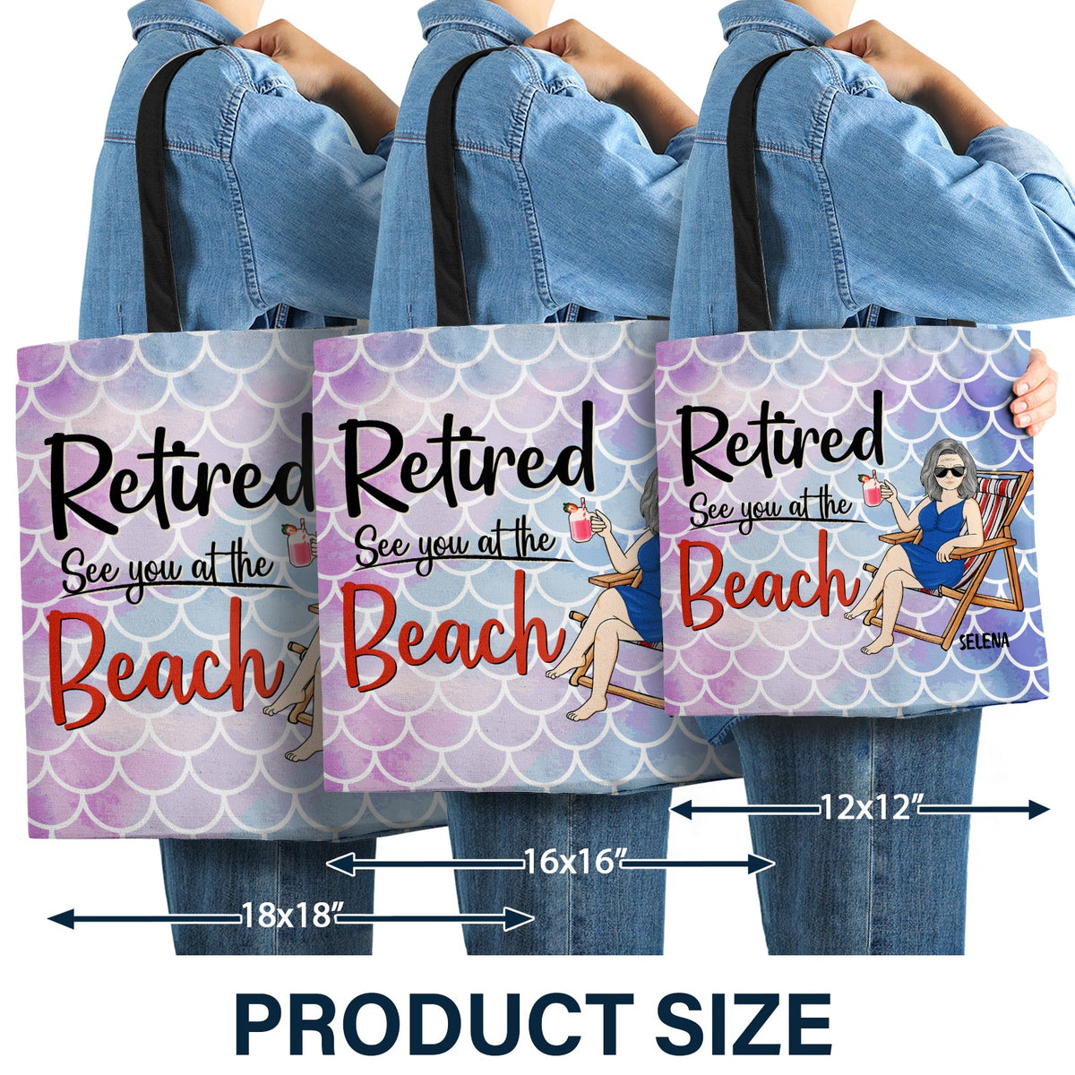 Retired See You At The Beach - Gift For Retiree - Personalized Custom Zippered Canvas Bag