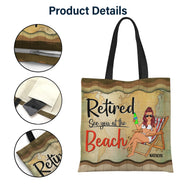 Retired See You At The Beach - Gift For Retiree - Personalized Custom Zippered Canvas Bag