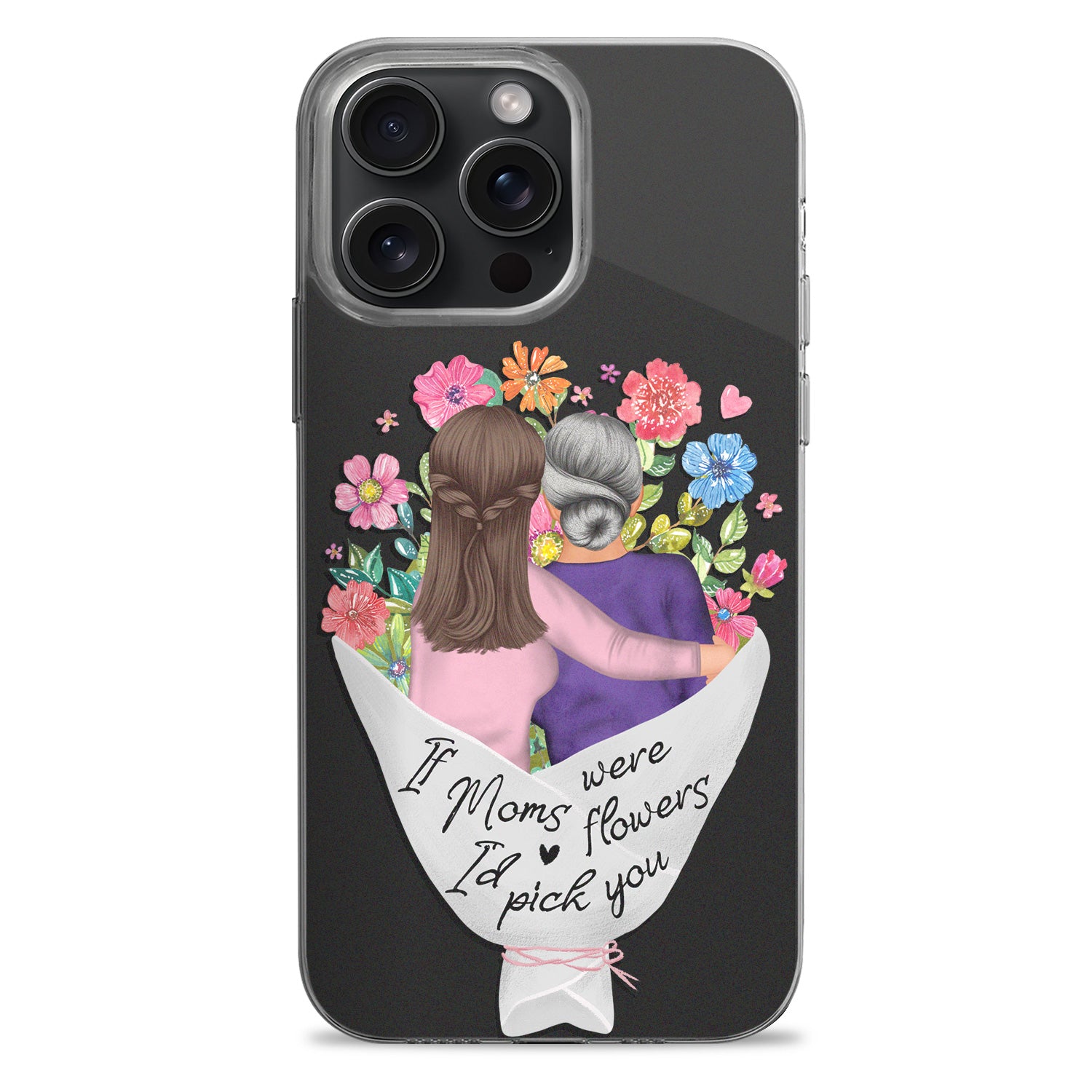 If Moms Were Flowers - Gift For Mother From Daughter - Personalized Clear Phone Case
