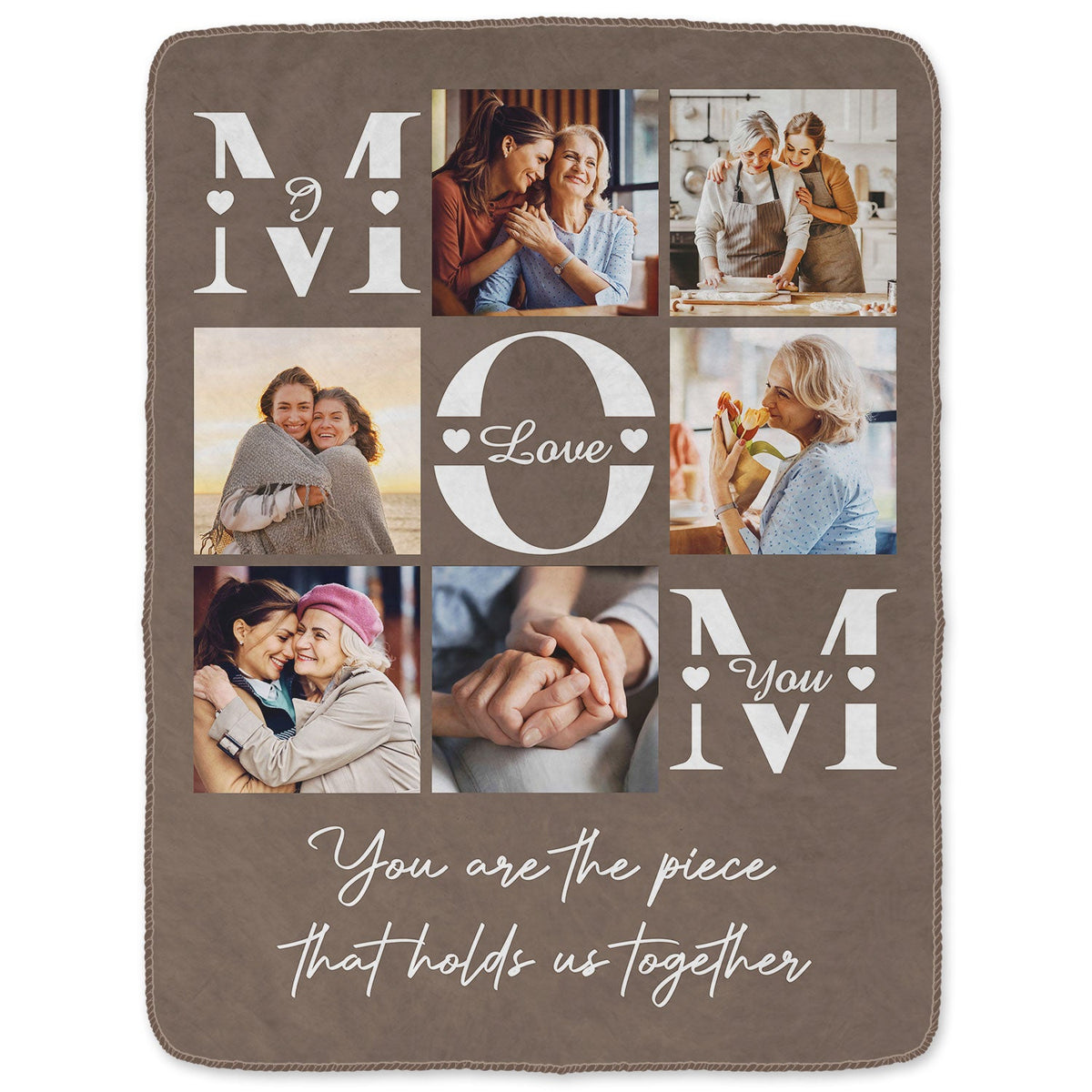 Custom Photo Mom You Are The Piece That Hold Us Together - Gift For Mom - Personalized Fleece Blanket, Sherpa Blanket