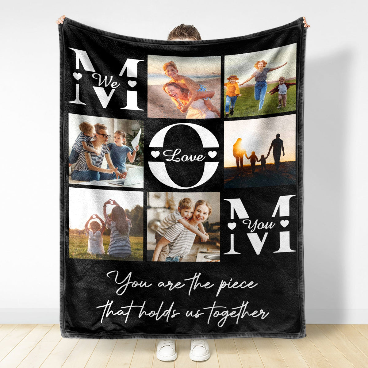 Custom Photo Mom You Are The Piece That Hold Us Together - Gift For Mom - Personalized Fleece Blanket, Sherpa Blanket