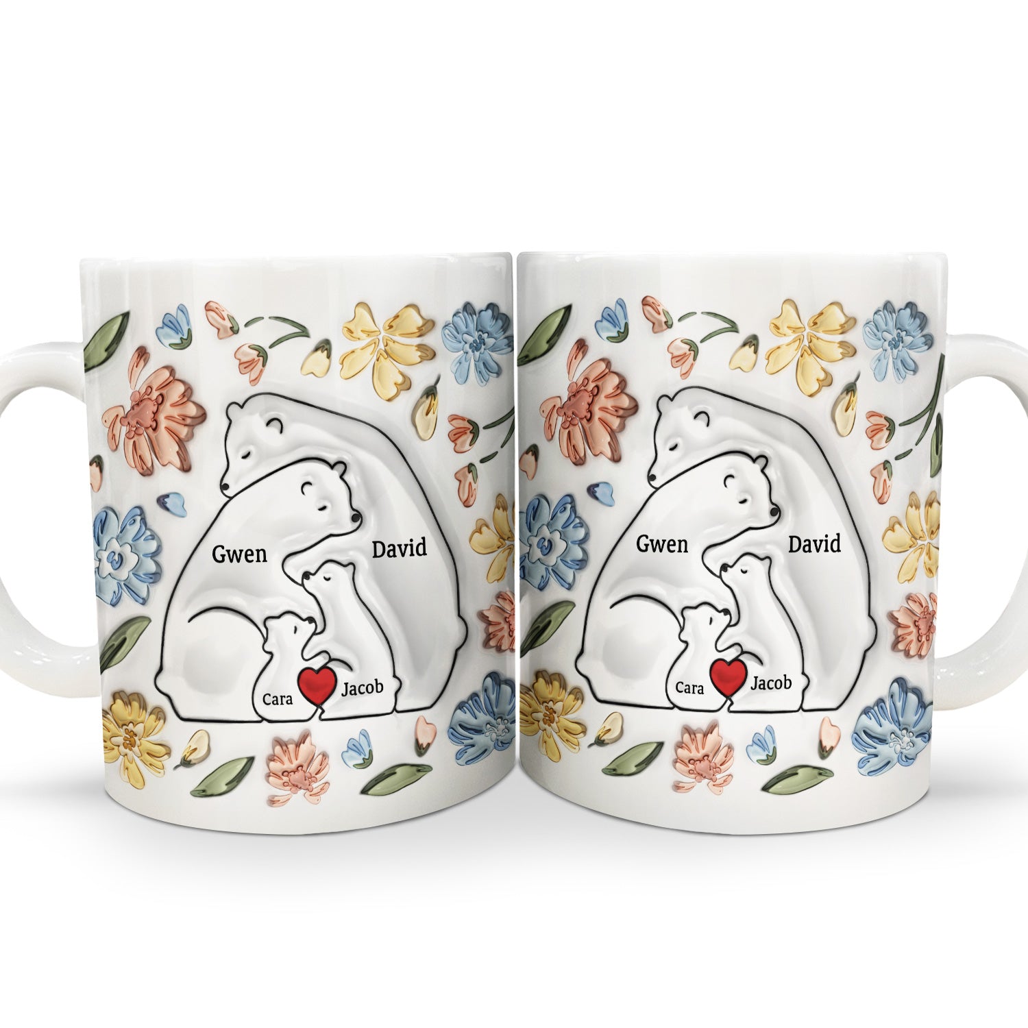 Bear Family Bear Mama - Gift For Mother - 3D Inflated Effect Printed Mug, Personalized White Edge-to-Edge Mug