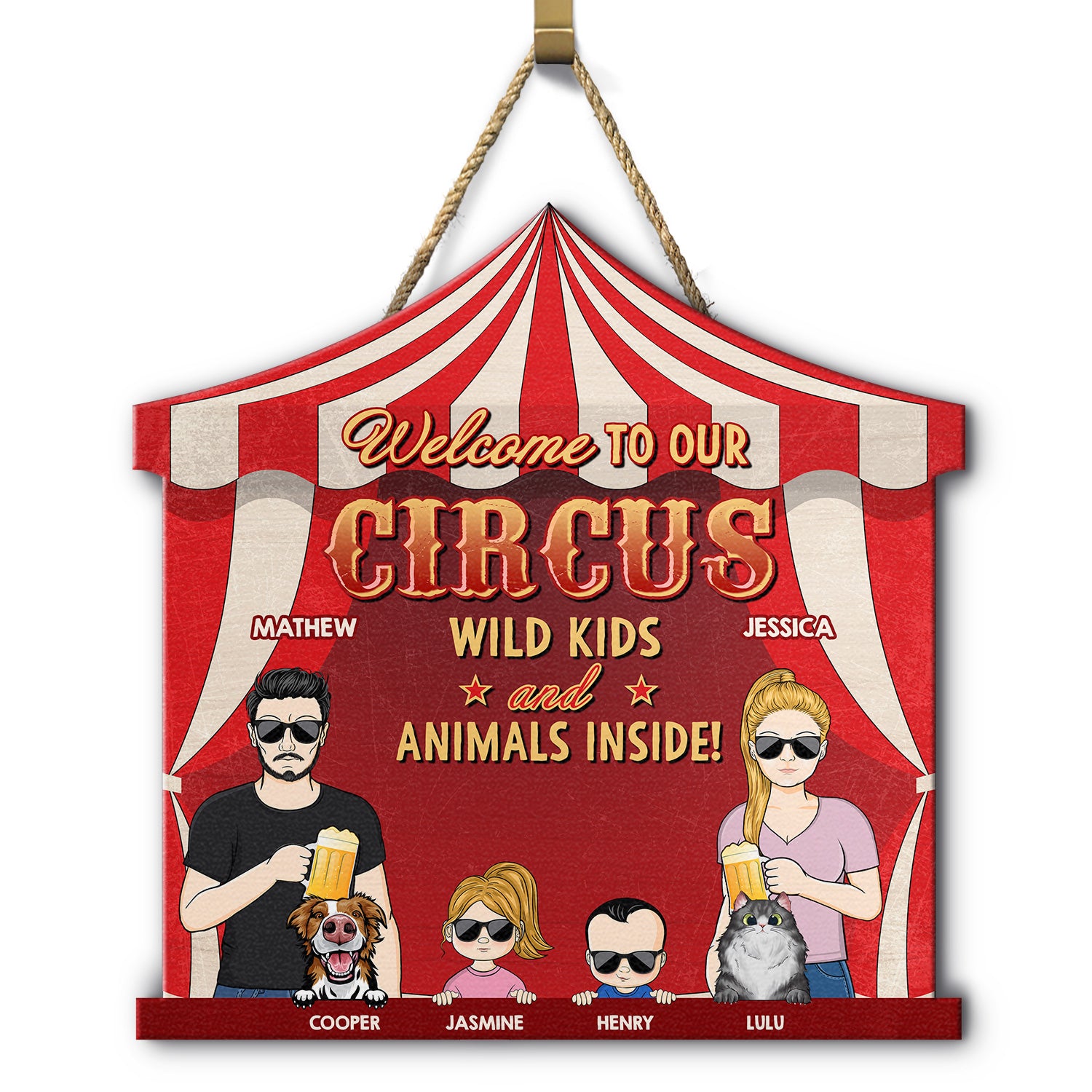 Welcome To Our Circus - Gift For Mother, Father - Personalized Custom Shaped Wood Sign