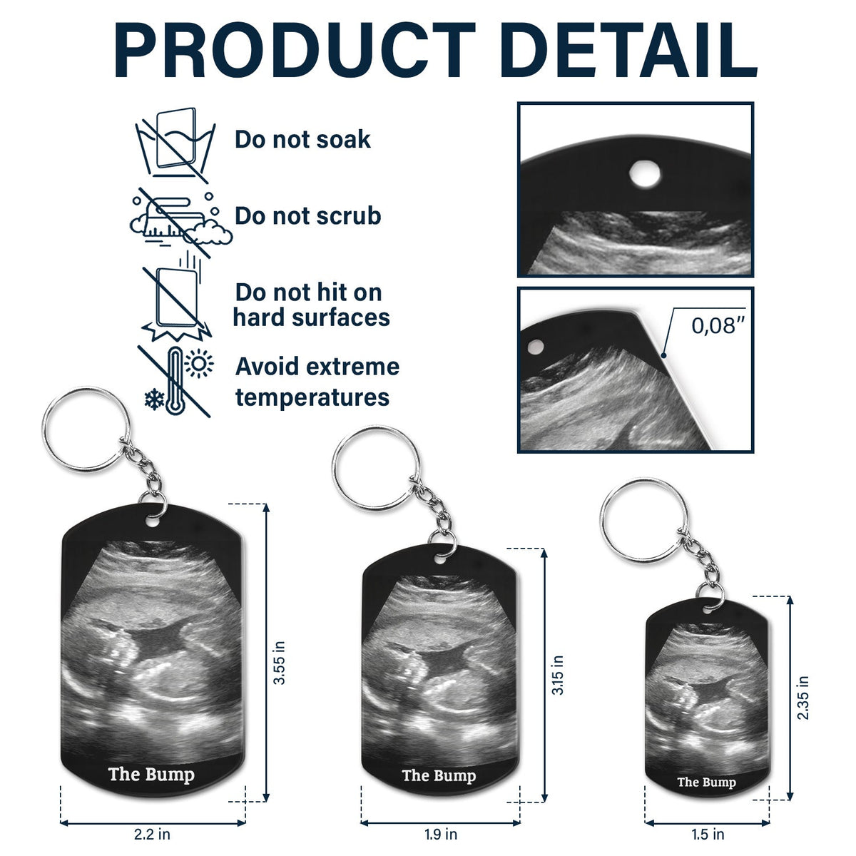 Custom Photo Calendar Can't Wait To Meet You - Gift For Father - Personalized Aluminum Keychain