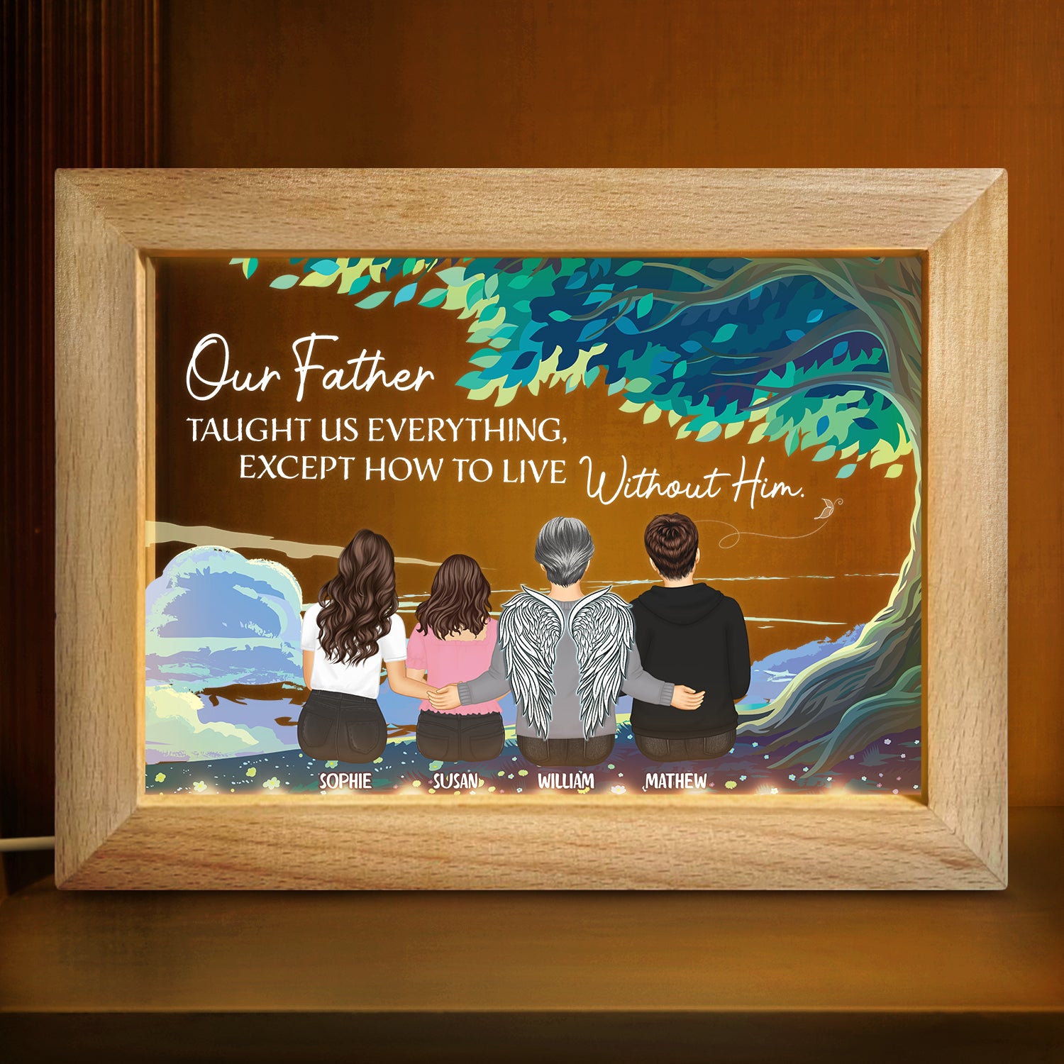 How To Live Without Him - Dad Memorial Gift - Personalized Horizontal Frame Lamp