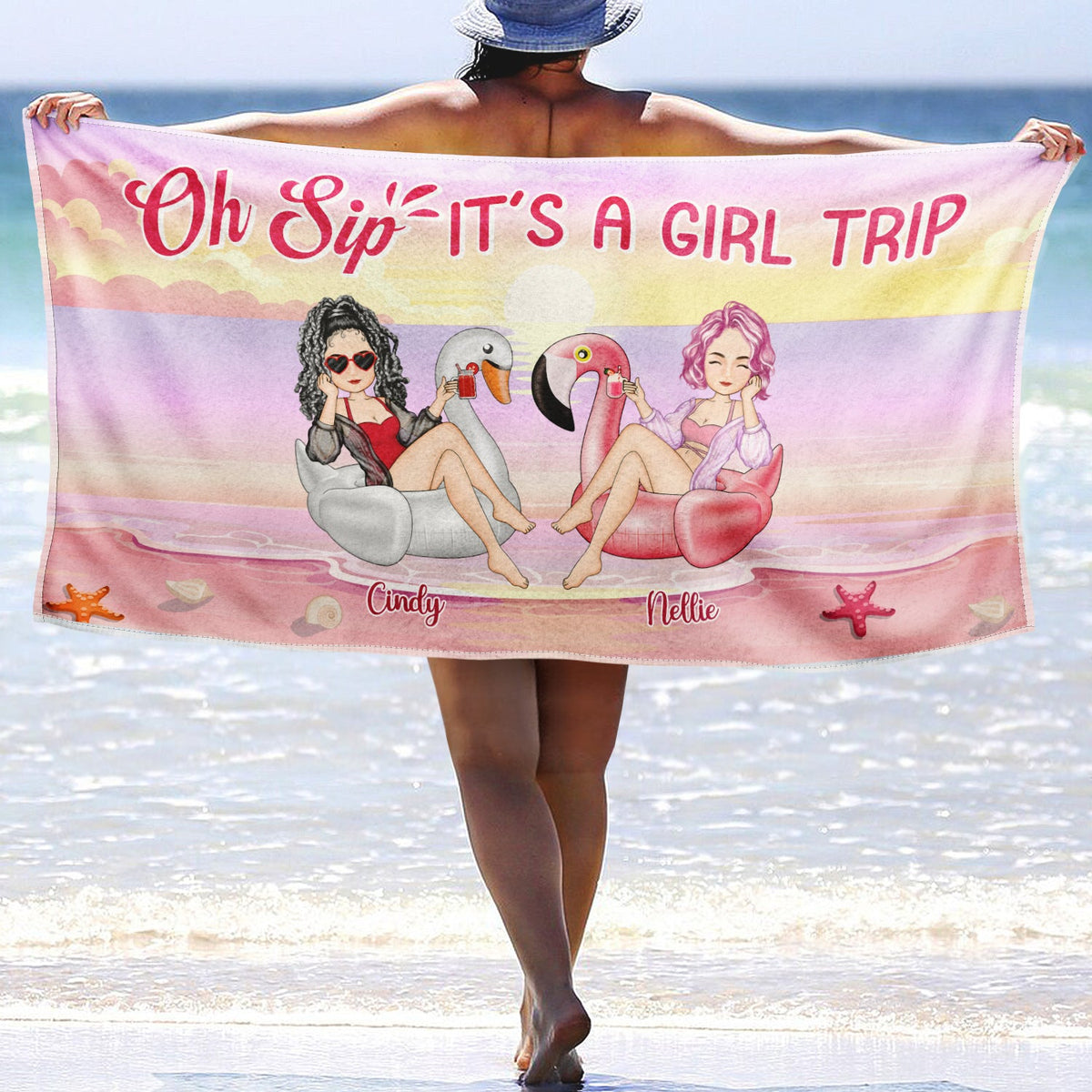 Serviette de plage personnalisée - Cadeau pour meilleure amie