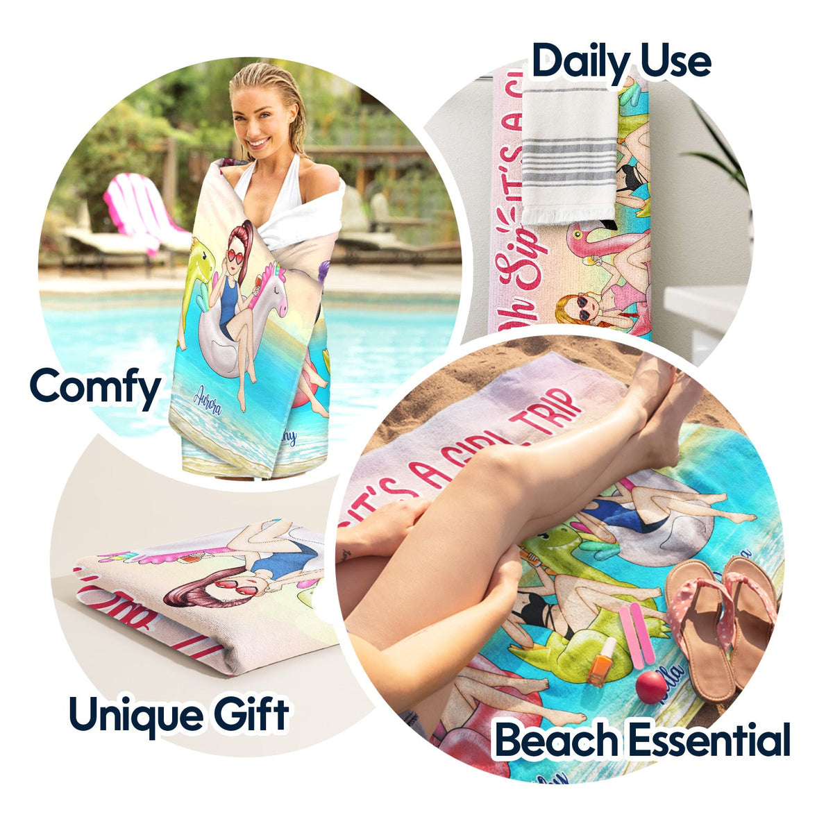 Serviette de plage personnalisée - Cadeau pour meilleure amie