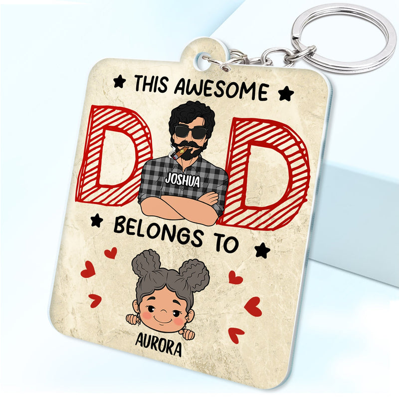 Qr Code This Awesome Dad Belongs To - Personalized Acrylic Keychain