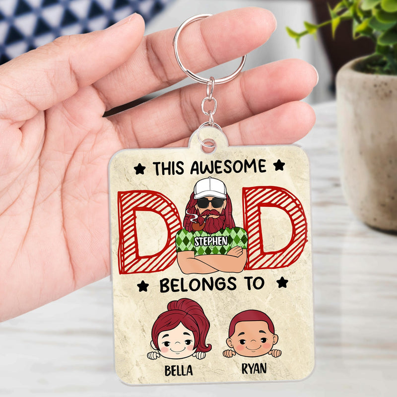Qr Code This Awesome Dad Belongs To - Personalized Acrylic Keychain