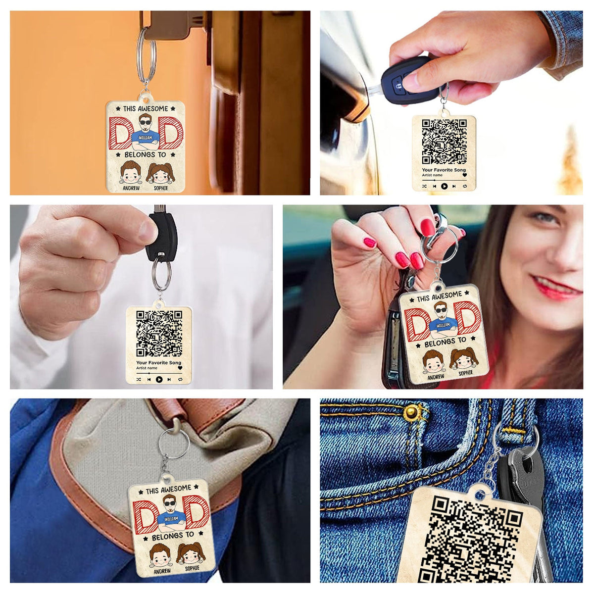 Qr Code This Awesome Dad Belongs To - Personalized Acrylic Keychain