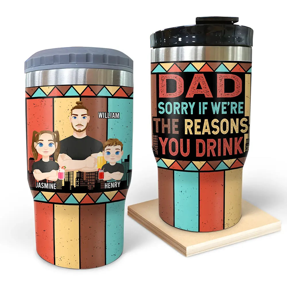 Sorry If We're The Reasons You Drink - Personalized Triple 3 In 1 Can Cooler