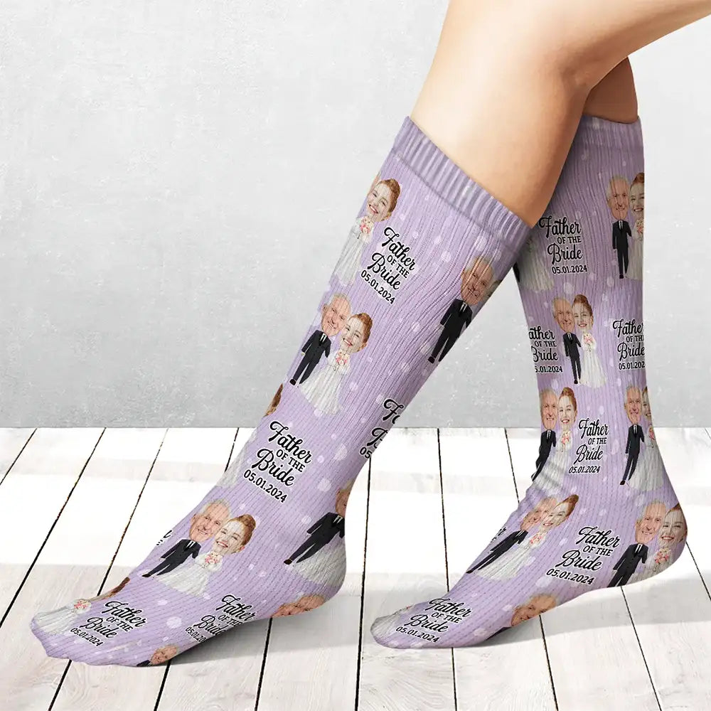 Custom Photo Father Of The Bride - Personalized Socks