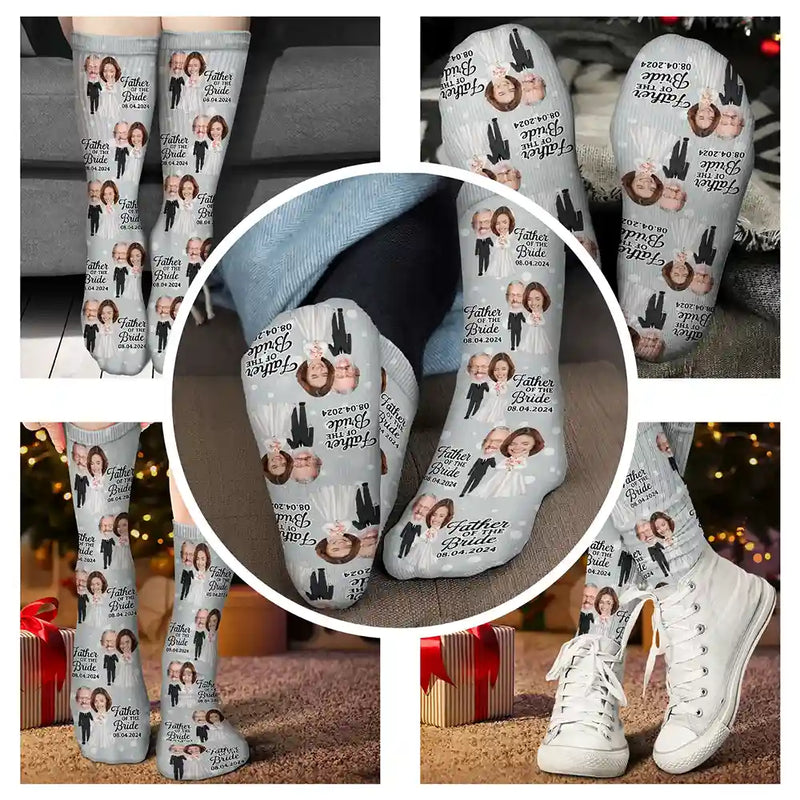 Custom Photo Father Of The Bride - Personalized Socks