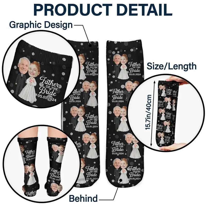 Custom Photo Father Of The Bride - Personalized Socks