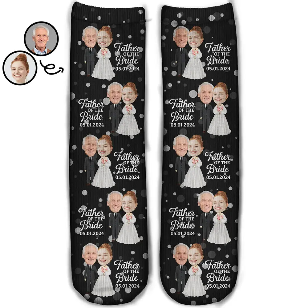 Custom Photo Father Of The Bride - Personalized Socks