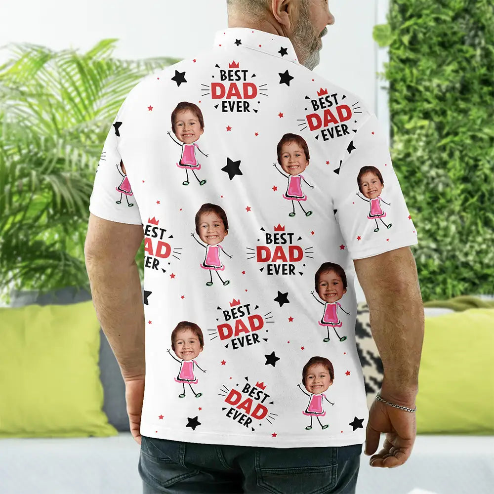 Polo personnalisé avec photo « Meilleur papa de tous les temps »